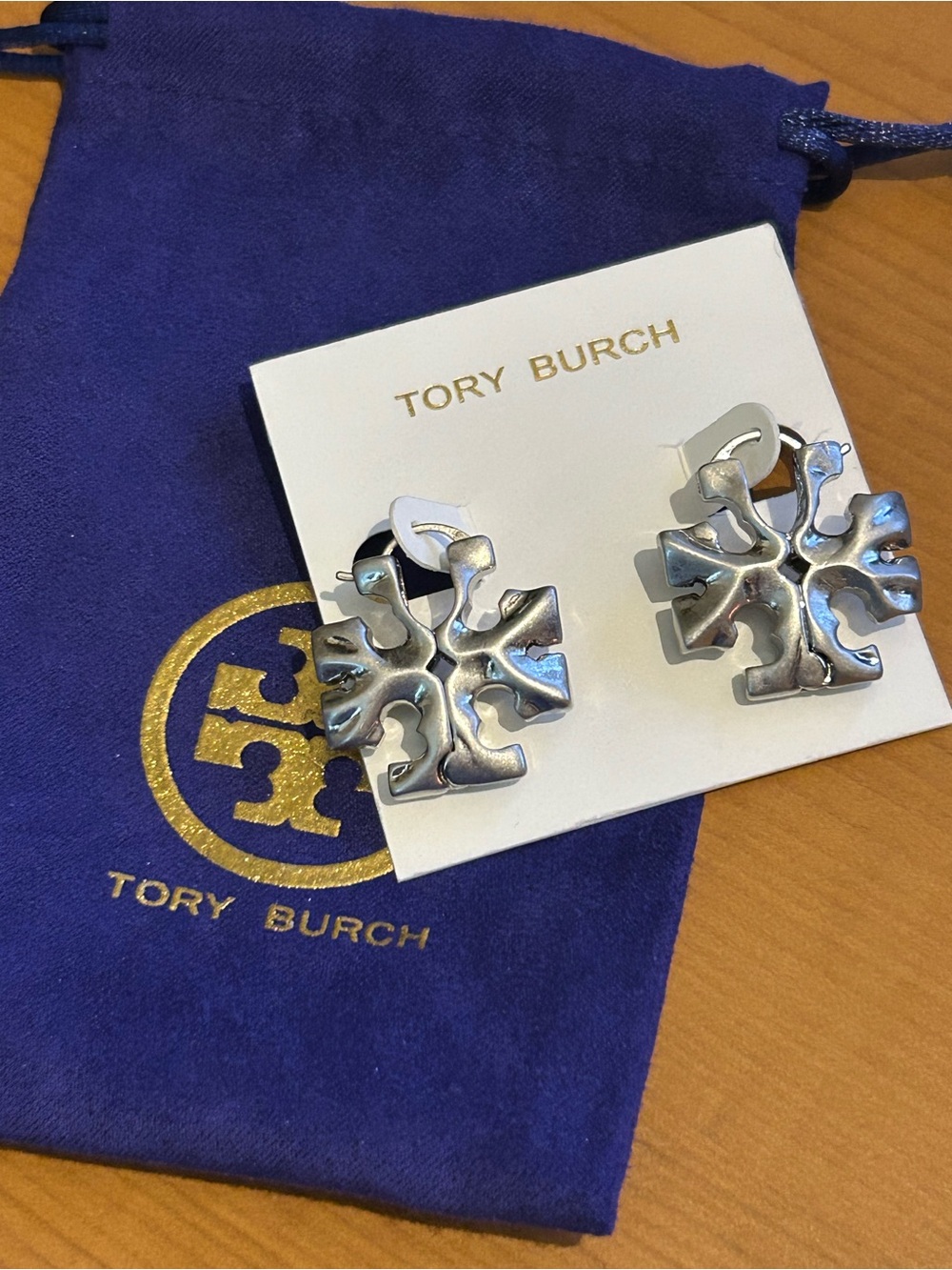 Tory Burch Roxanne Hidden Logo Silver Earrings - Picture 2 of 2